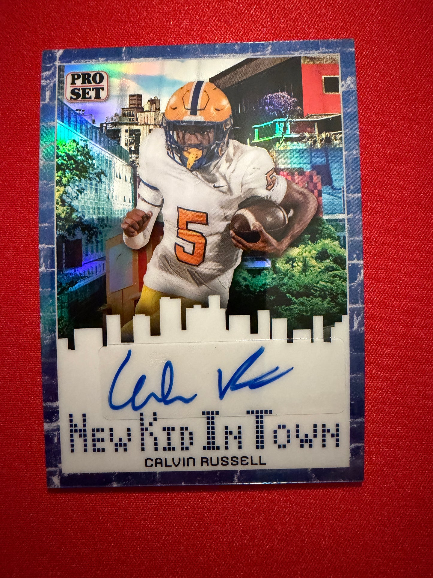 2026 Leaf Pro Set Football Calvin Russell New Kid In Town Auto Auto Blue /5
