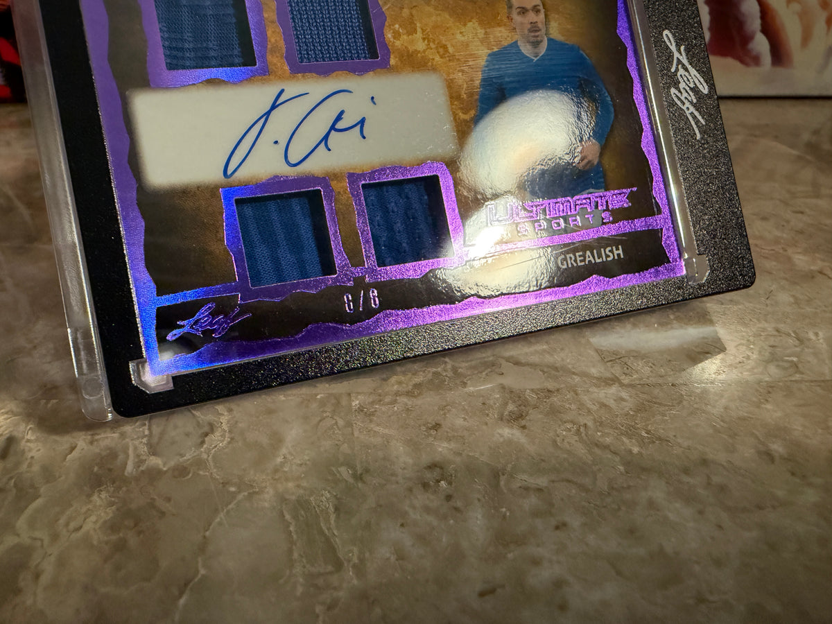Jack Grealish 2026 Leaf Ultimate Sports Signature Relics Game-Used 8/8 Bookend