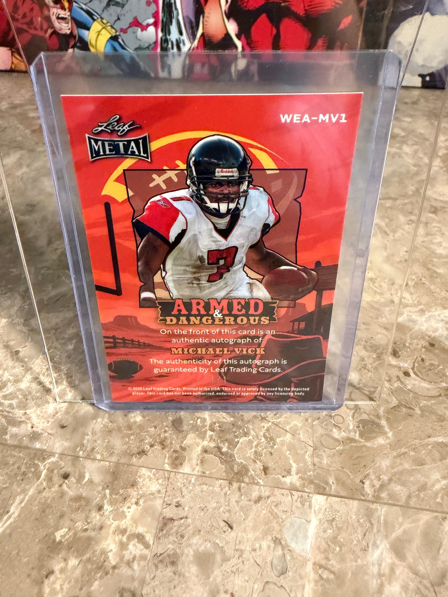 2026 Leaf Metal Football Michael Vick Armed & Dangerous Auto Gold Prismatic 1/1