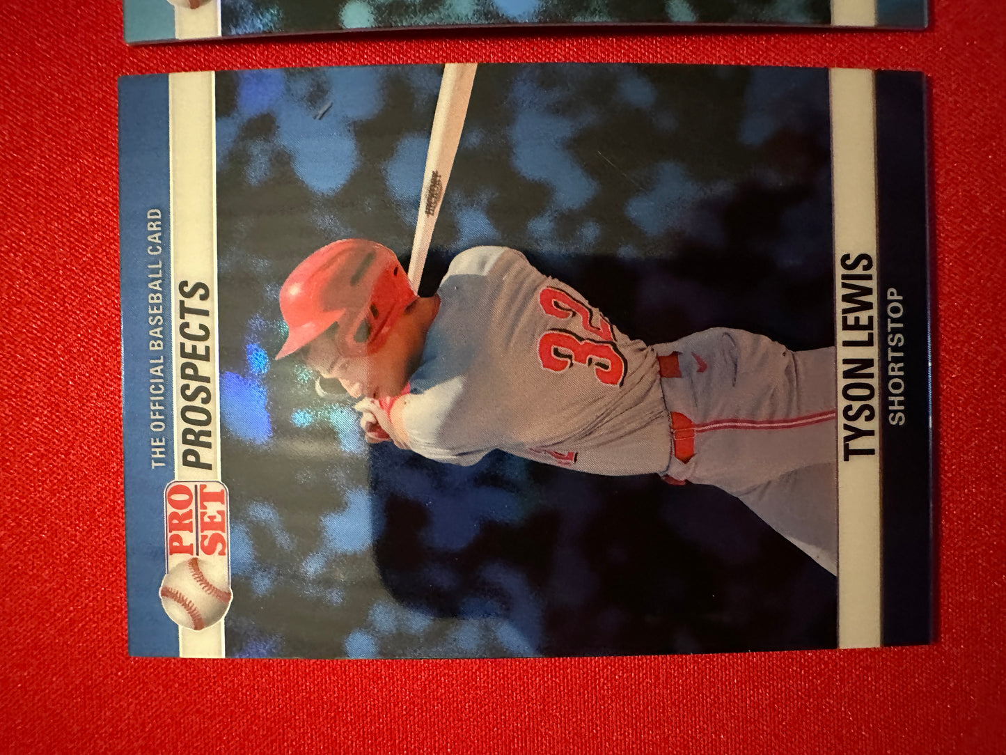 2026 Leaf Pro Set Baseball Tyson Lewis 1990 Prismatic Insert Lot - Blue /5 & Platinum Auto /10