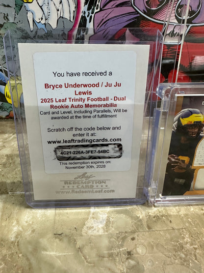 Underwood Juju Lewis Dual RPA + Juju RPA Lot 2025 Leaf Trinity RC