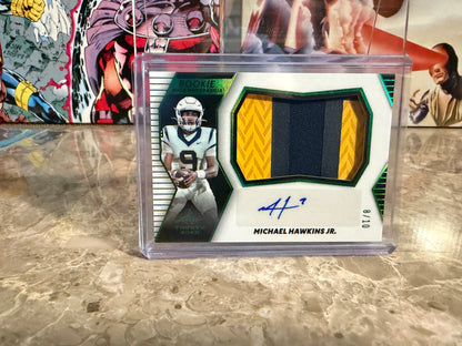 Michael Hawkins Jr. 2026 Leaf Trinity Rookie Auto Mem Multicolor Patch /10