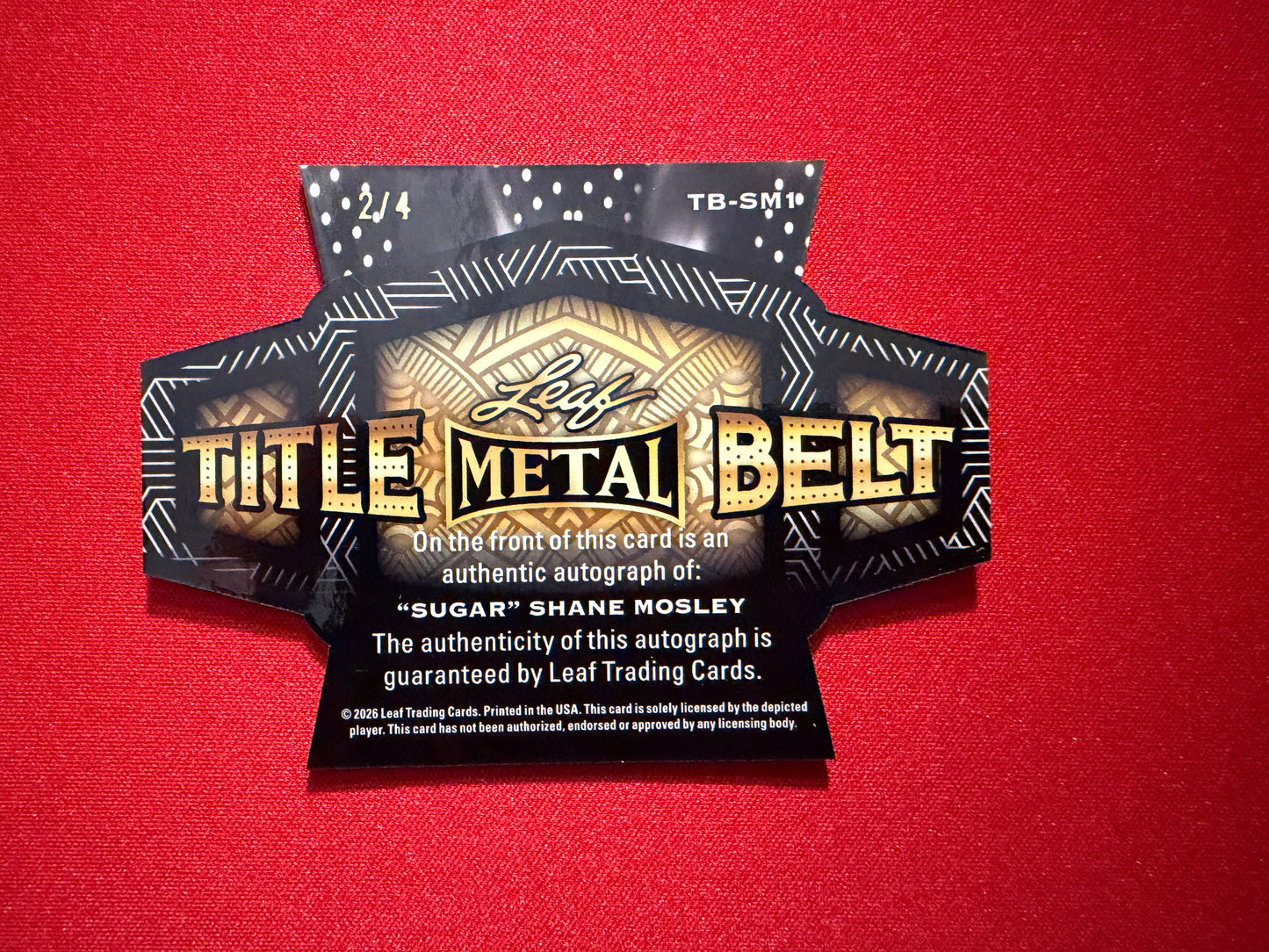 “Sugar” Shane Mosley 2026 Leaf Metal Ring Kings Title Belt Auto Red /4