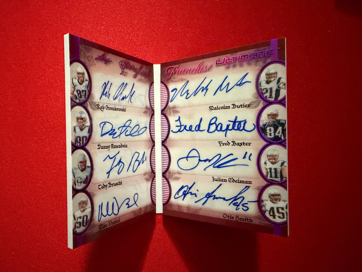 Gronkowski Bruschi Edelman Vrabel 2026 Leaf Ultimate Storybook Franchise 8 Auto