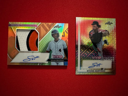 Stiven Martinez 2026 Leaf Vivid Patch AUTO /10 & 1/1 Yellow Techno Foil LOT