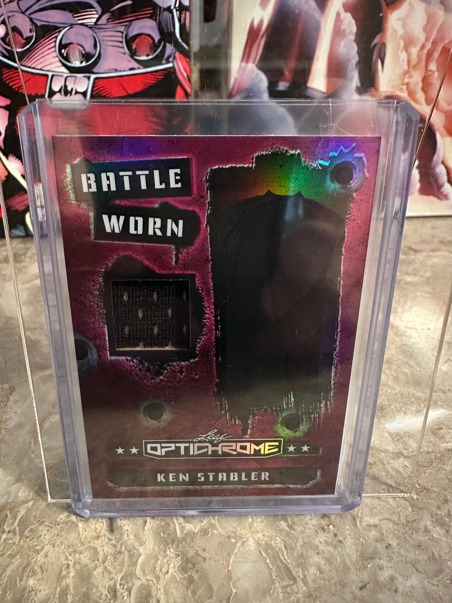 2026 Leaf Optichrome Ken Stabler BATTLE WORN PATCH /6 PINK PRISMATIC HOF