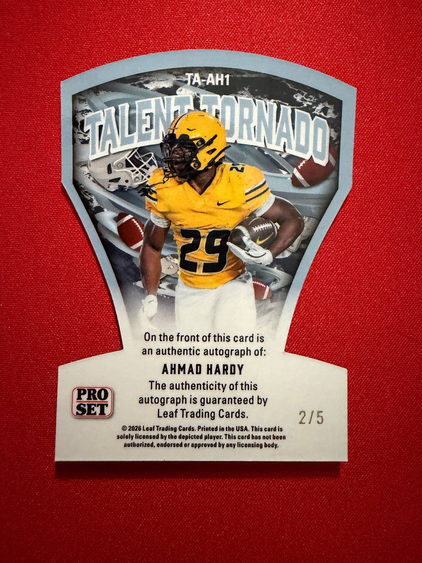 Ahmad Hardy 2026 Leaf Pro Set Metal Football Talent Tornado Auto Blue /5