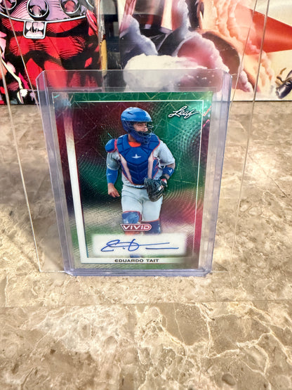 2026 Leaf Vivid Baseball Base Green Lazer Autograph Eduardo Tait 3/10