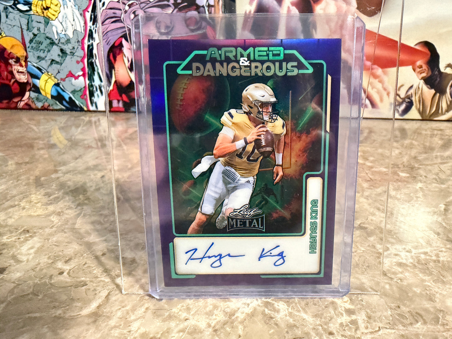 2026 Leaf Metal Football Haynes King Auto Armed & Dangerous Purple 7/7