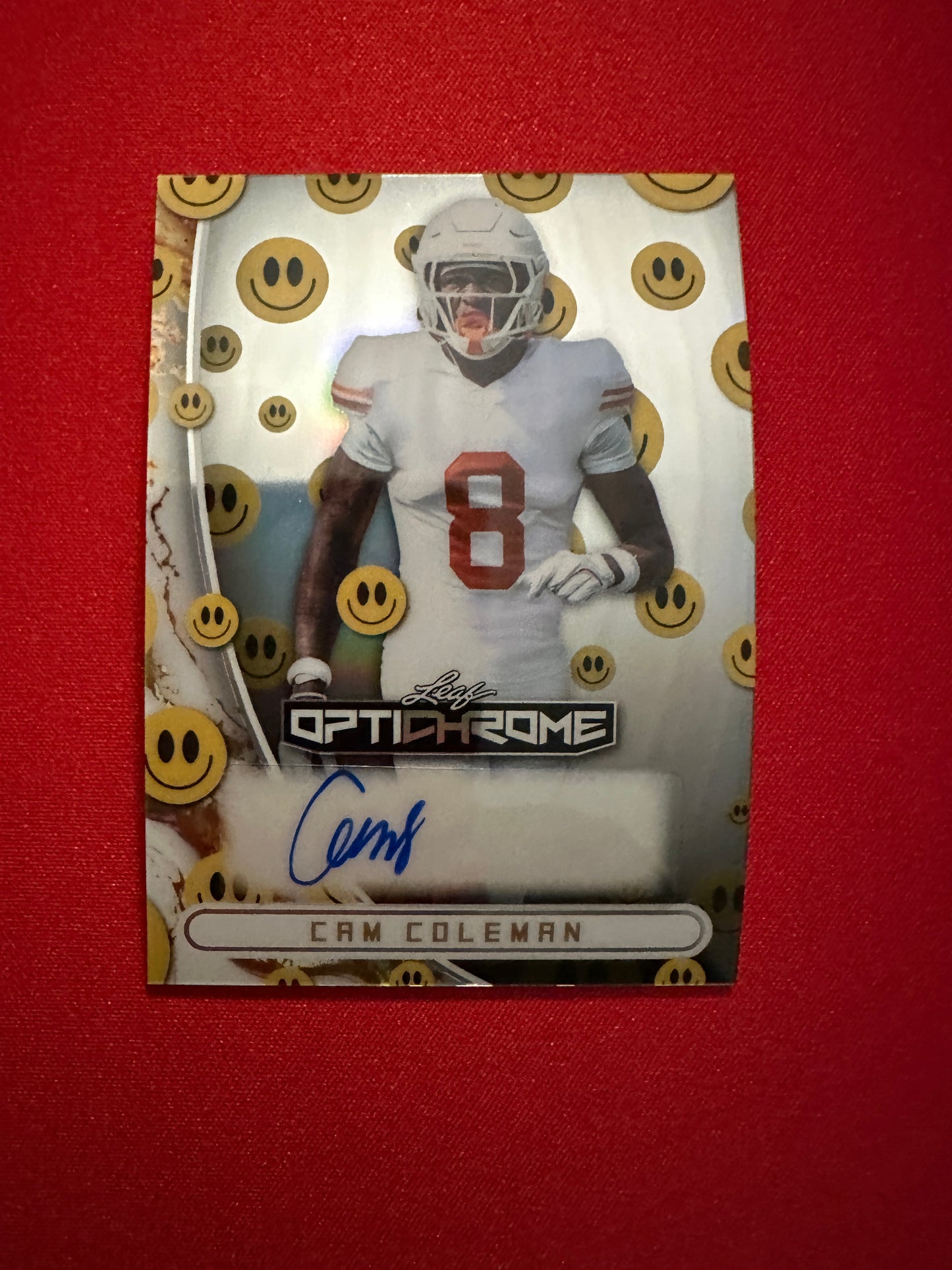 (2026/05/28) Cam Coleman Smiley Face Auto 2026 Leaf Optichrome Football