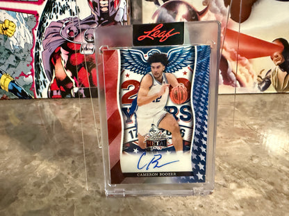 Cameron Boozer 2026 Leaf Metal Independence Day Base 250th RWB Silver Circles 1/1