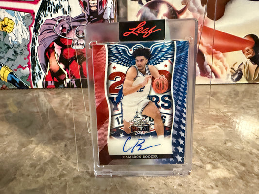 Cameron Boozer 2026 Leaf Metal Independence Day Base 250th RWB Silver Circles 1/1
