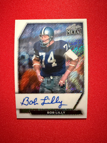 2026 Leaf Metal Football White Shimmer On-Card Auto Bob Lilly 1/7 Bookend