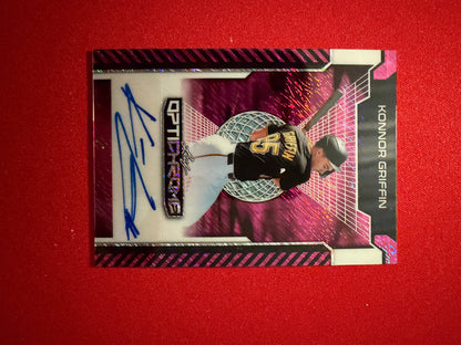 Konnor Griffin 2025 Leaf Optichrome Baseball Base Auto Pink Shimmer /8