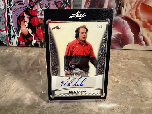 Nick Saban 2026 Leaf Ultimate Sports Ultimate Signatures Auto Holo Sparkles /5