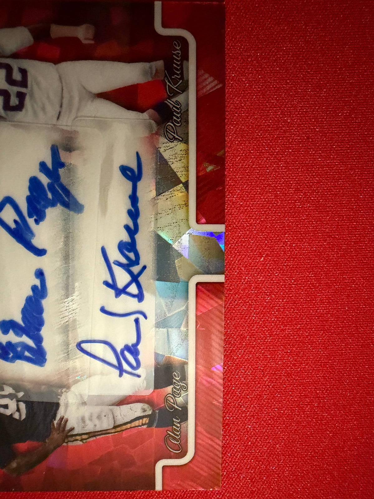 Paul Krause Alan Page 2026 Leaf Autograph Collection Combo Dual Cracked Ice 1/1