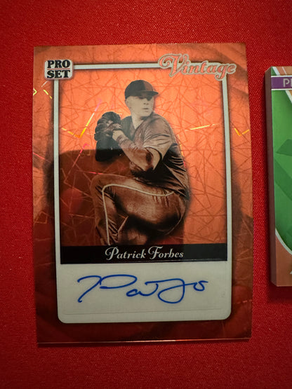 2026 Leaf Pro Set Patrick Forbes 1/1 Auto & Vivid Patch Auto /25 2-Card Lot