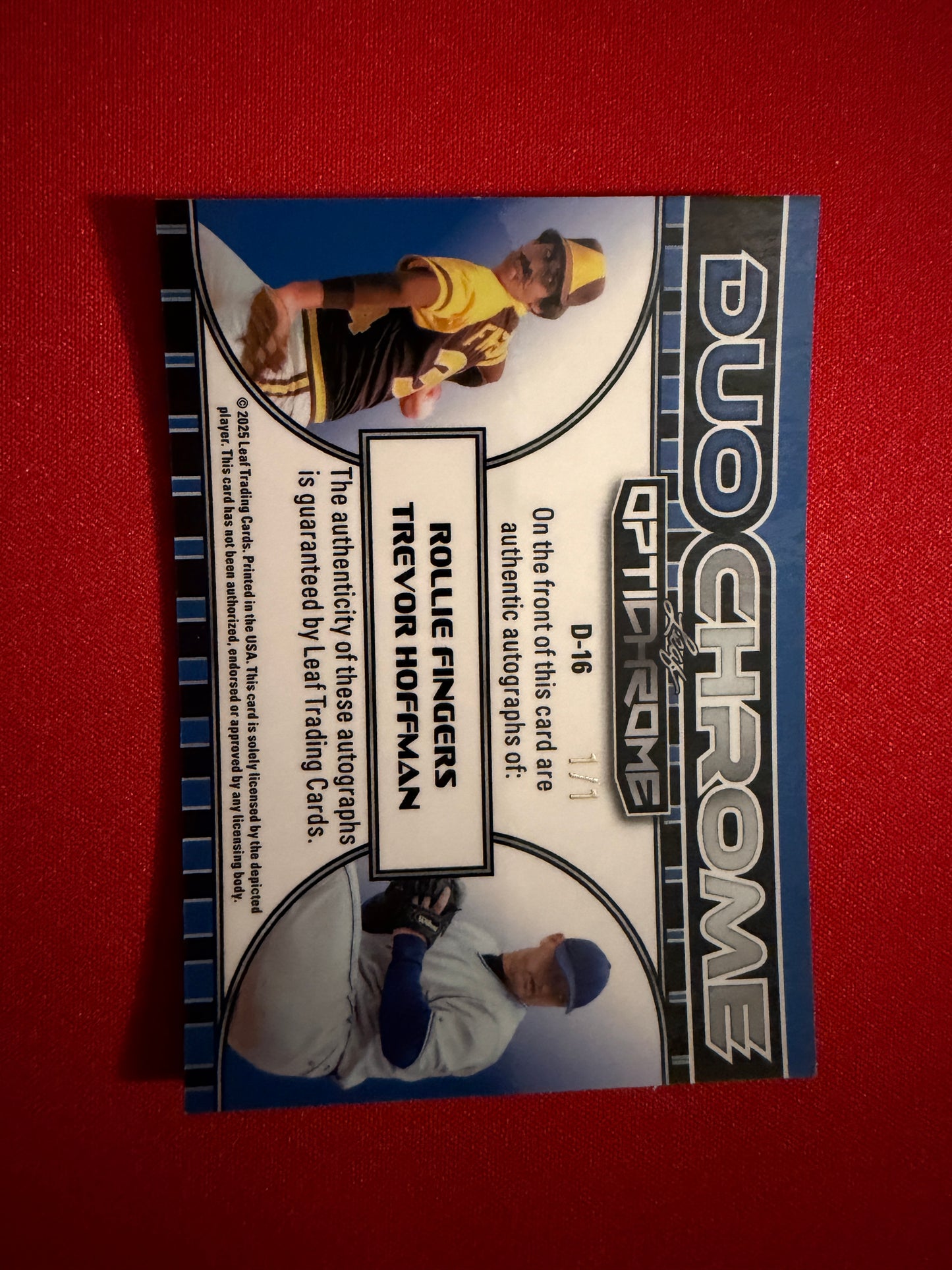 Rollie Fingers Trevor Hoffman 2025 Leaf Optichrome Baseball Duochrome Crystal 1/1