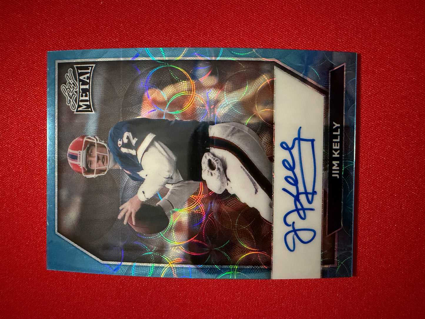 2026 Leaf Metal Football Jim Kelly On-Card Auto Blue Scope /5