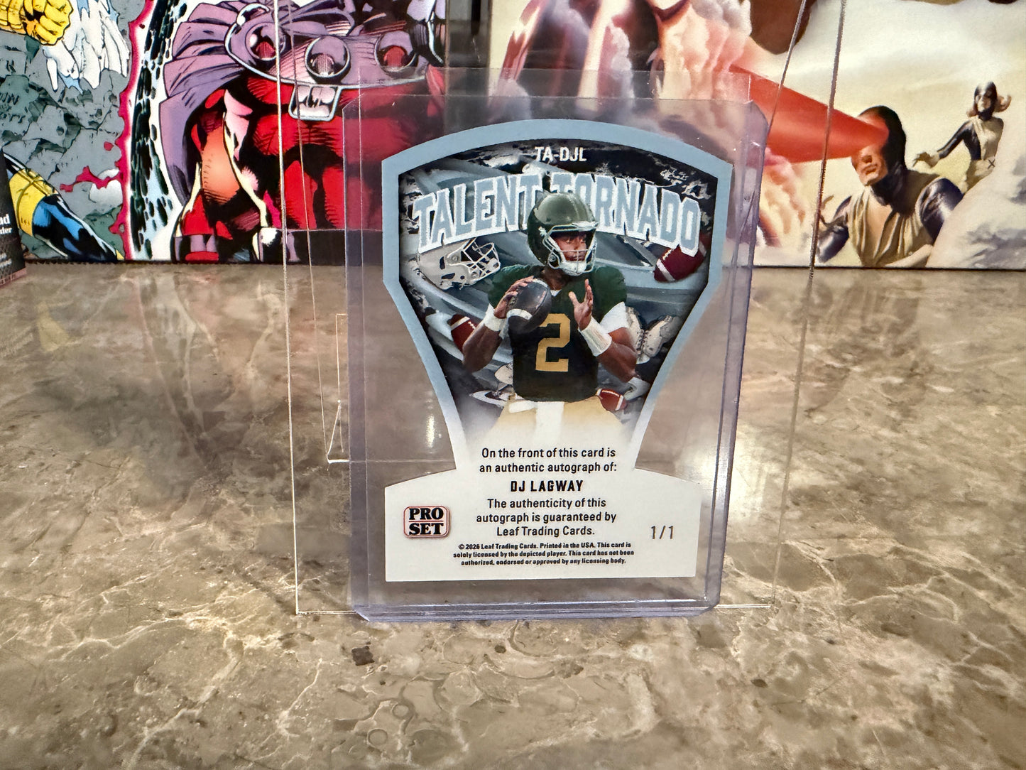 2026 Leaf Pro Set Metal Football DJ Lagway Talent Tornado Auto Red 1/1