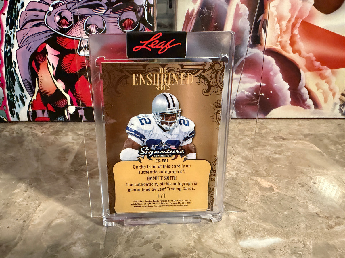 Emmitt Smith 2026 Leaf Signature Series Enshrined Auto Pink Cracked Ice 1/1