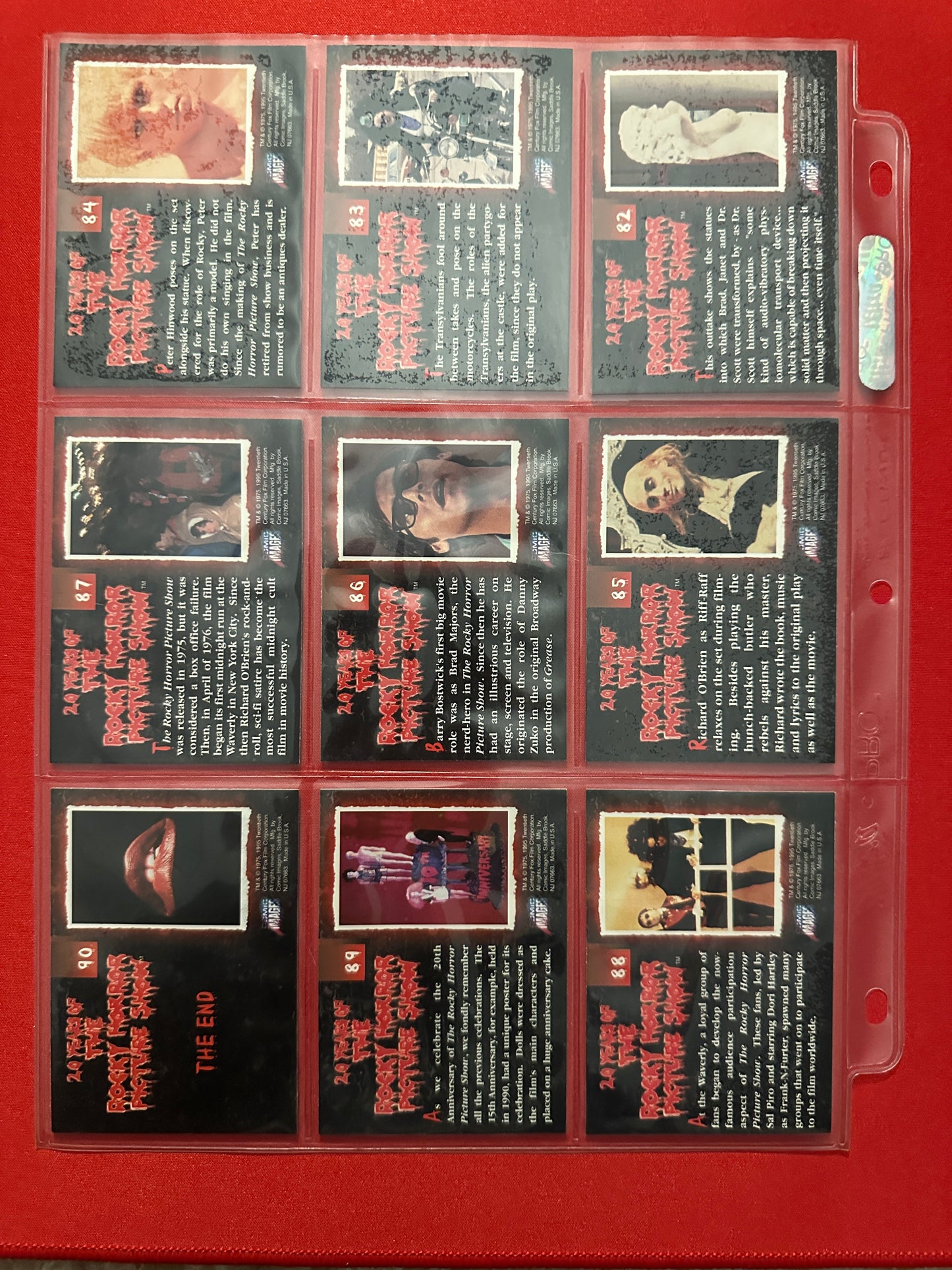 1995 Rocky Horror Picture Show Trading Card Set (90 cards)