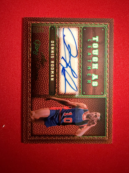 2025 Leaf Glory of the Game Basketball Tough as Leather Dennis Rodman Green Holo Signed Auto True 1/1