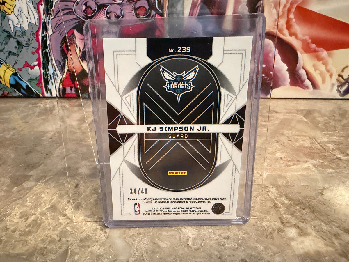 KJ Simpson Jr. 2024-25 Panini Obsidian Rookie Jersey Autographs Pink Flood /49