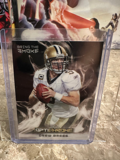 Drew Brees 2026 Leaf Optichrome Bring the Smoke 1/1 Super Prismatic Color Match