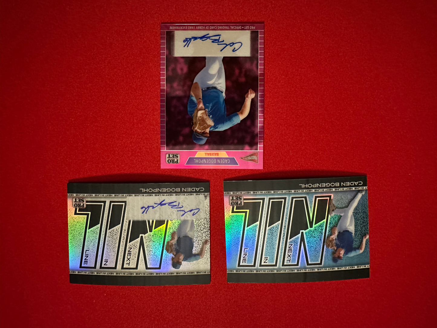 2026 Leaf Pro Set Caden Bogenpohl 1989 Pink Auto /7 NIL Auto /25 3-Card Lot