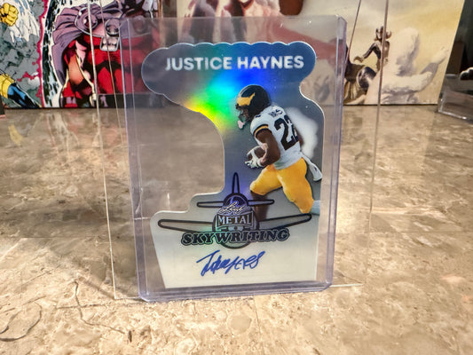 Justice Haynes 2026 Leaf Metal Football Skywriting Silver 3/10