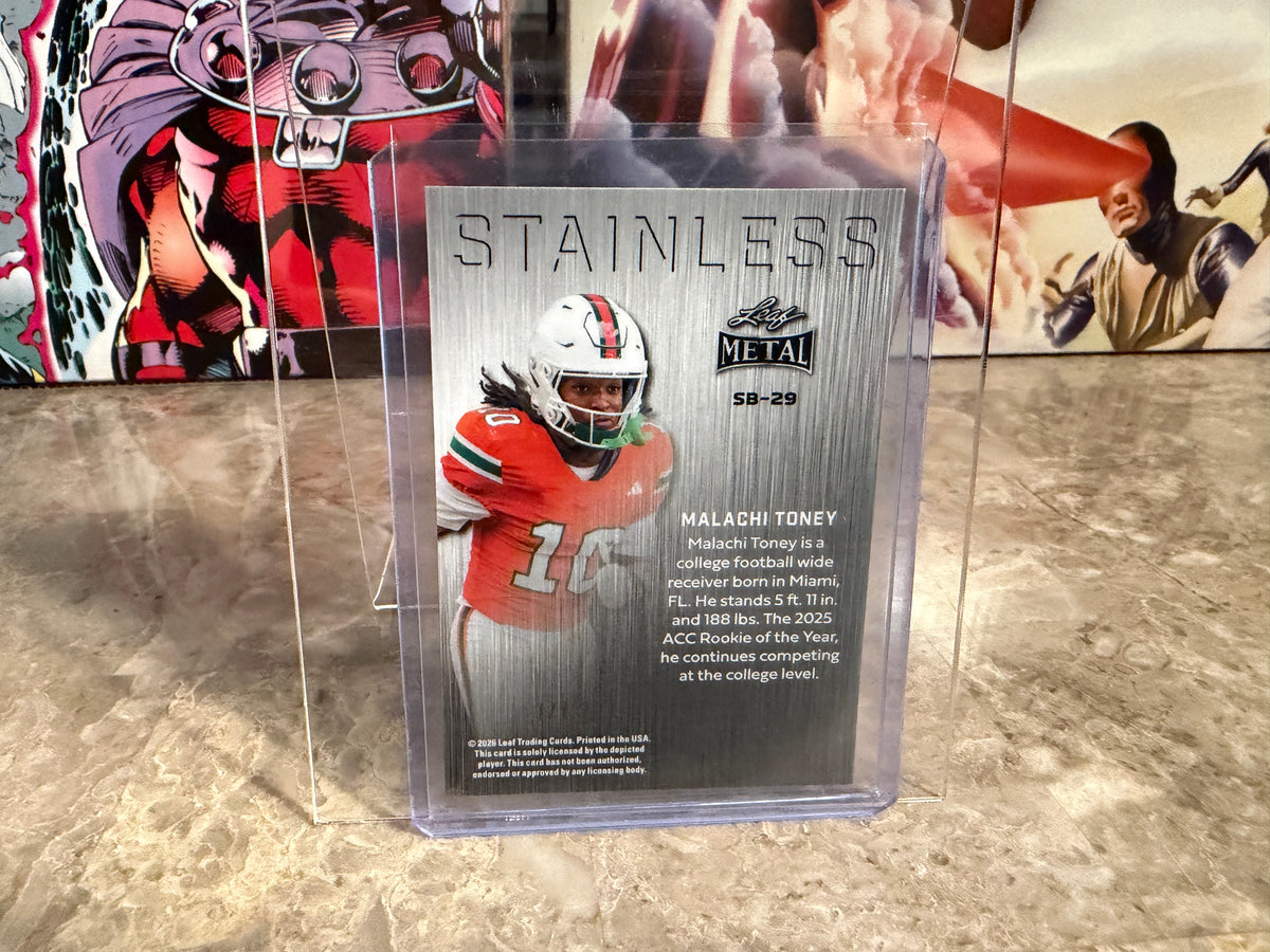 Malachi Toney 2026 Leaf Metal Football Silver Prismatic Stainless 1/12