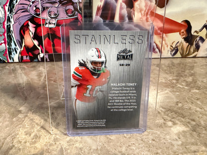 Malachi Toney 2026 Leaf Metal Football Silver Prismatic Stainless 1/12