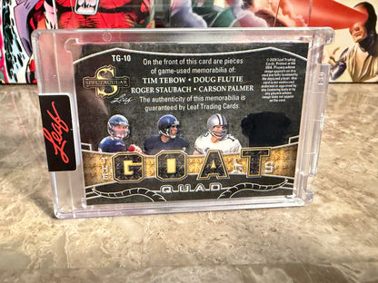 2026 Leaf Spectacular Football GOAT Quad-Patch Tebow Flutie Staubach Palmer /5