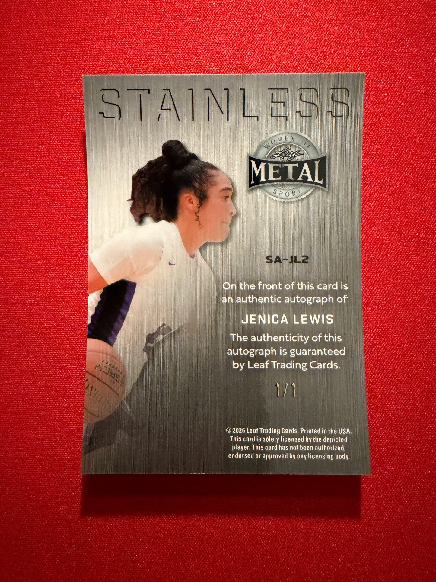 Jenica Lewis 2026 Leaf Metal Women Of Sport Stainless Auto Silver 1/1