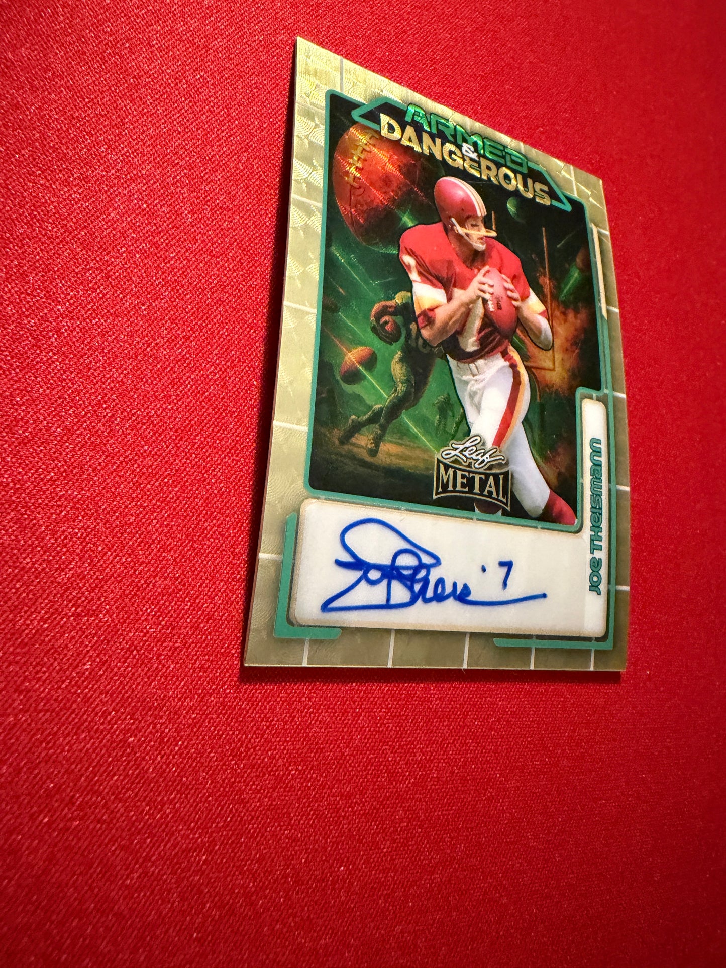 2026 Leaf Metal Joe Theismann Auto Armed & Dangerous Gold Super Prismatic 1/1
