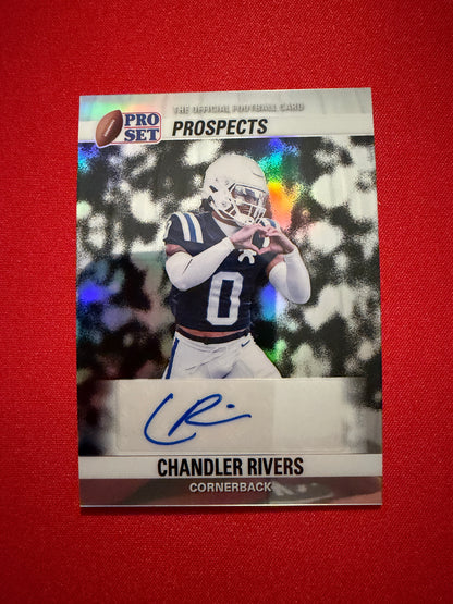 2026 Leaf Pro Set Metal Football Chandler Rivers 1990 Auto Silver /10
