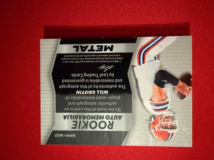 Will Griffin 2026 Leaf Trinity Football Rookie Auto Memo Metal Auto Number Patch Red 1/2