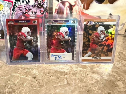 Kam Davis 2026 Leaf Pro Set Metal Football Gold RWB 1989 1990 Auto Lot