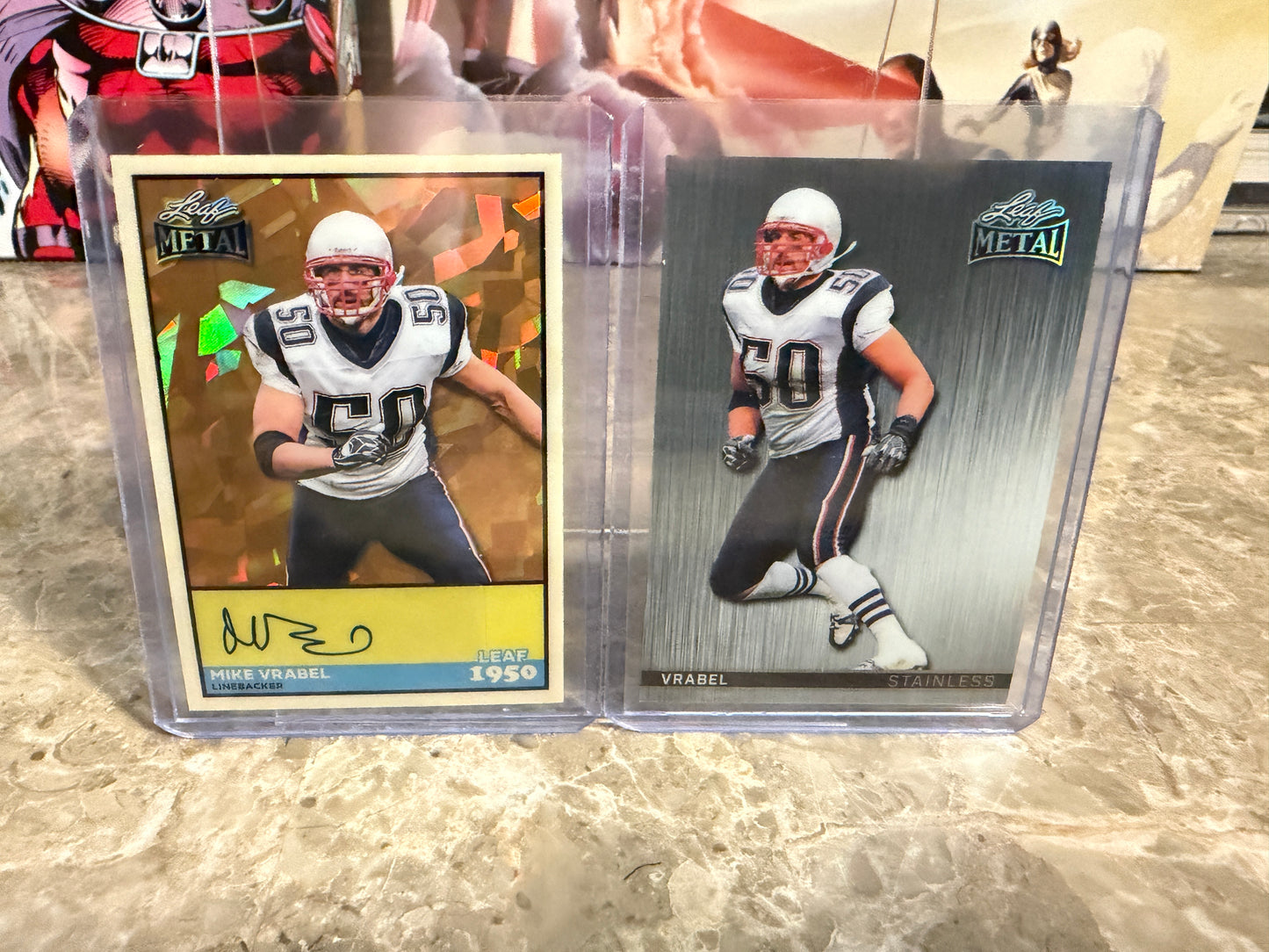 2026 Leaf Metal Mike Vrabel Gold Crystal 1/1 Auto 2-Card Lot