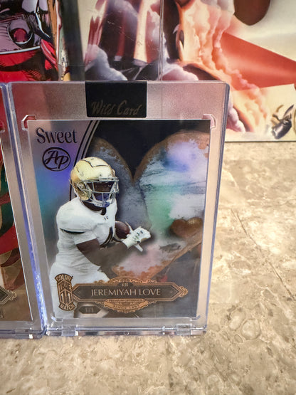 Jeremiyah Love 2026 Wild Card Wild Art 1/1 Gold Vinyl Color Match Two-Card Lot