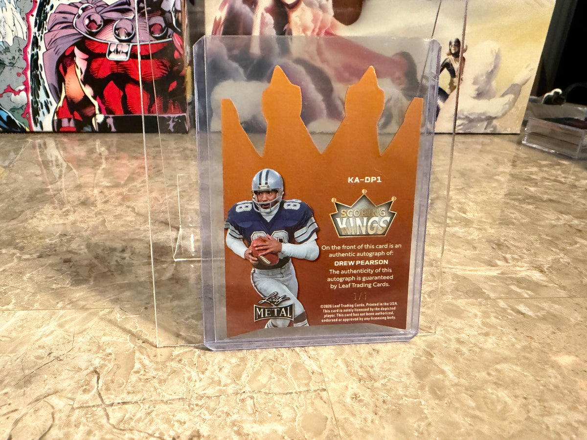 Drew Pearson 2026 Leaf Metal Football Scoring Kings Gold Prismatic Auto 1/1