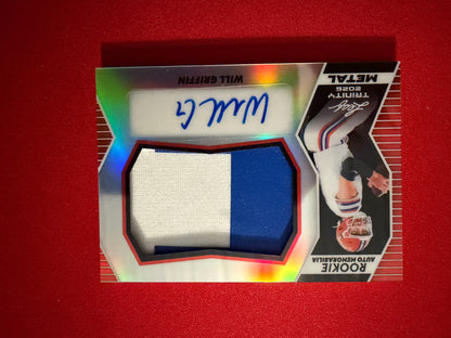 Will Griffin 2026 Leaf Trinity Football Rookie Auto Memo Metal Auto Number Patch Red 1/2