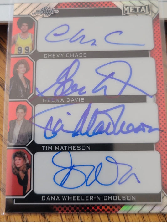 (3/27/2026) Chevy Chase/Geena Davis/Tim Matheson/Dana Wheeler-Nicholson Quad Auto - 2026 Leaf Pop Century