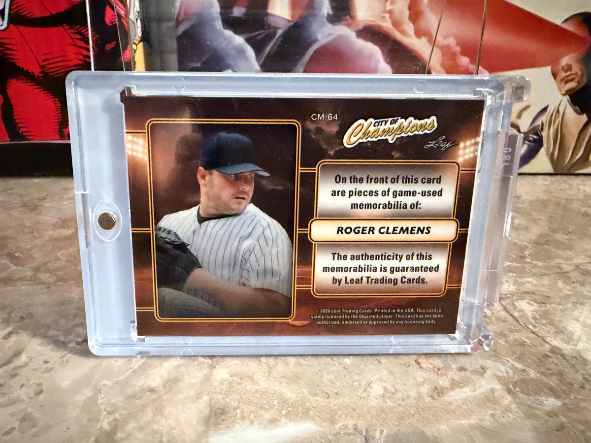 Roger Clemens 2026 Leaf City of Champions Materials 3 Game-Used Patch /15