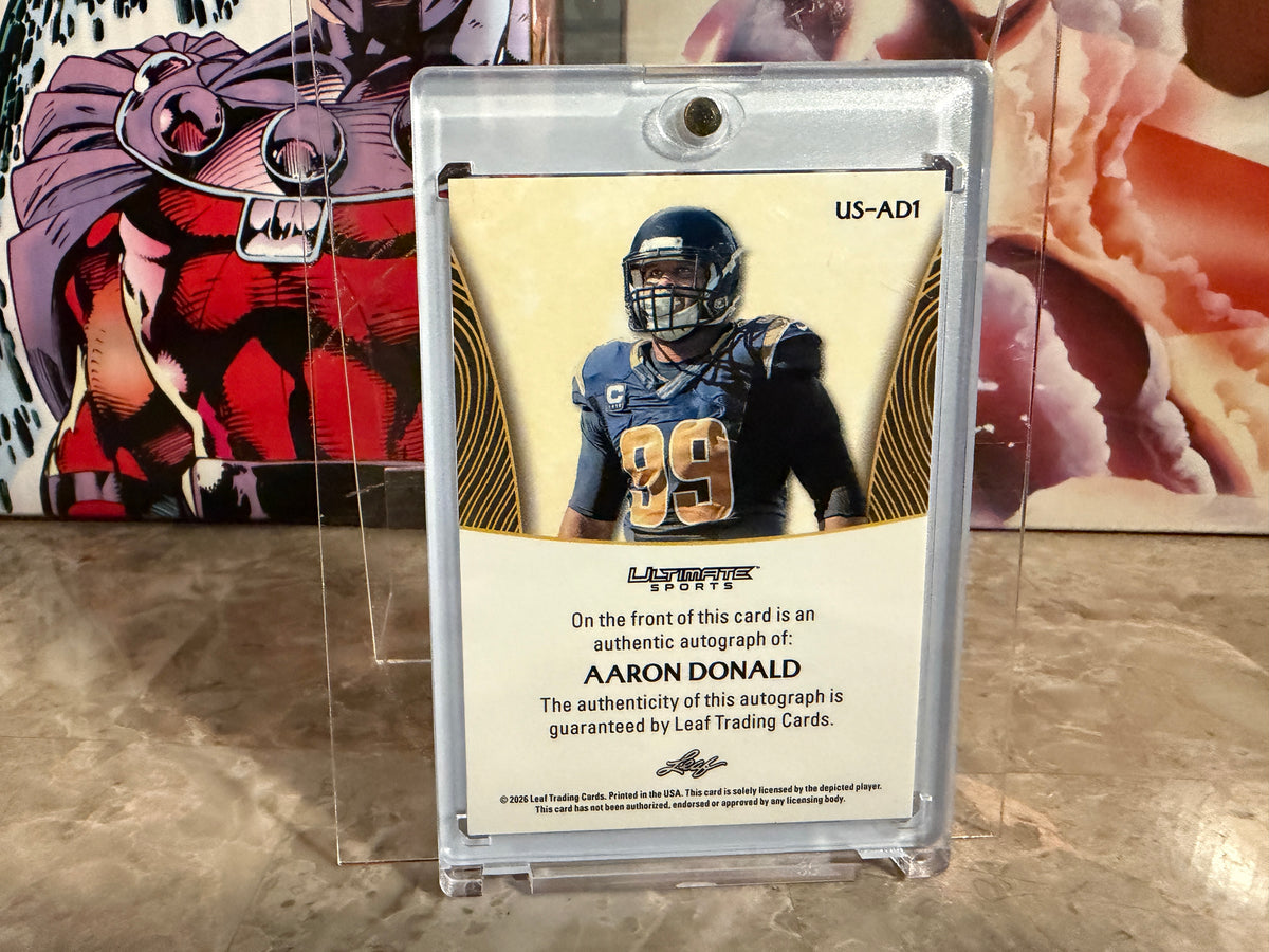 Aaron Donald 2026 Leaf Ultimate Sports Ultimate Signatures Auto Silver /5