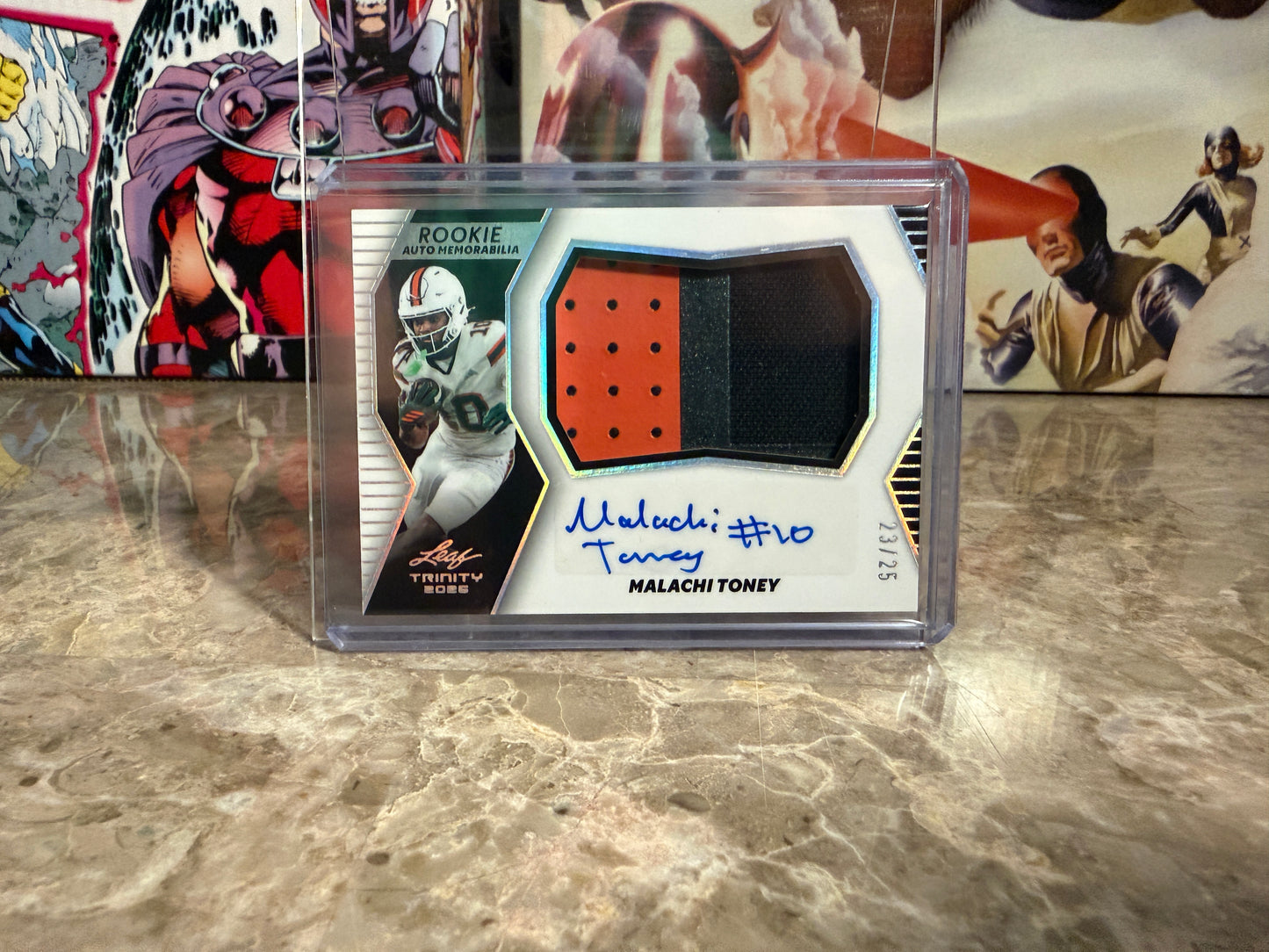 Malachi Toney 2026 Leaf Trinity Football Rookie Auto Memorabilia Multicolor Patch /25
