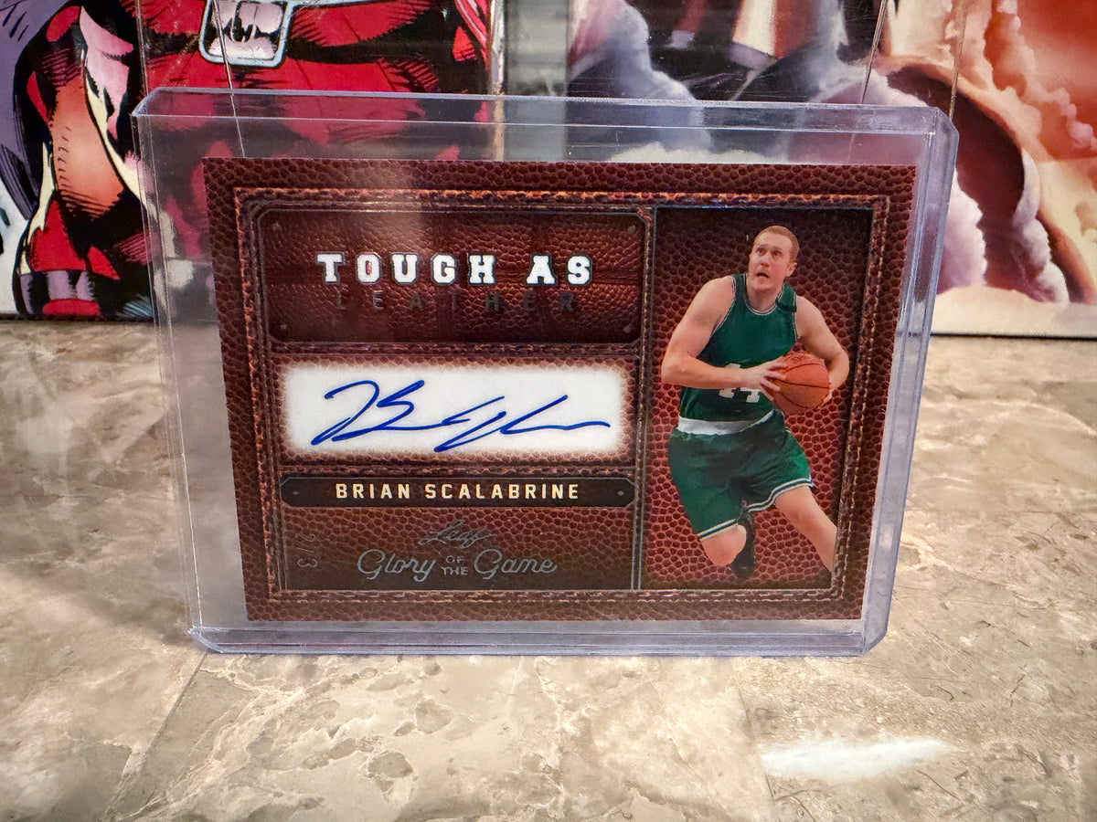 Brian Scalabrine 2025 Leaf Glory of the Game Tough As Leather Substrate Auto /3