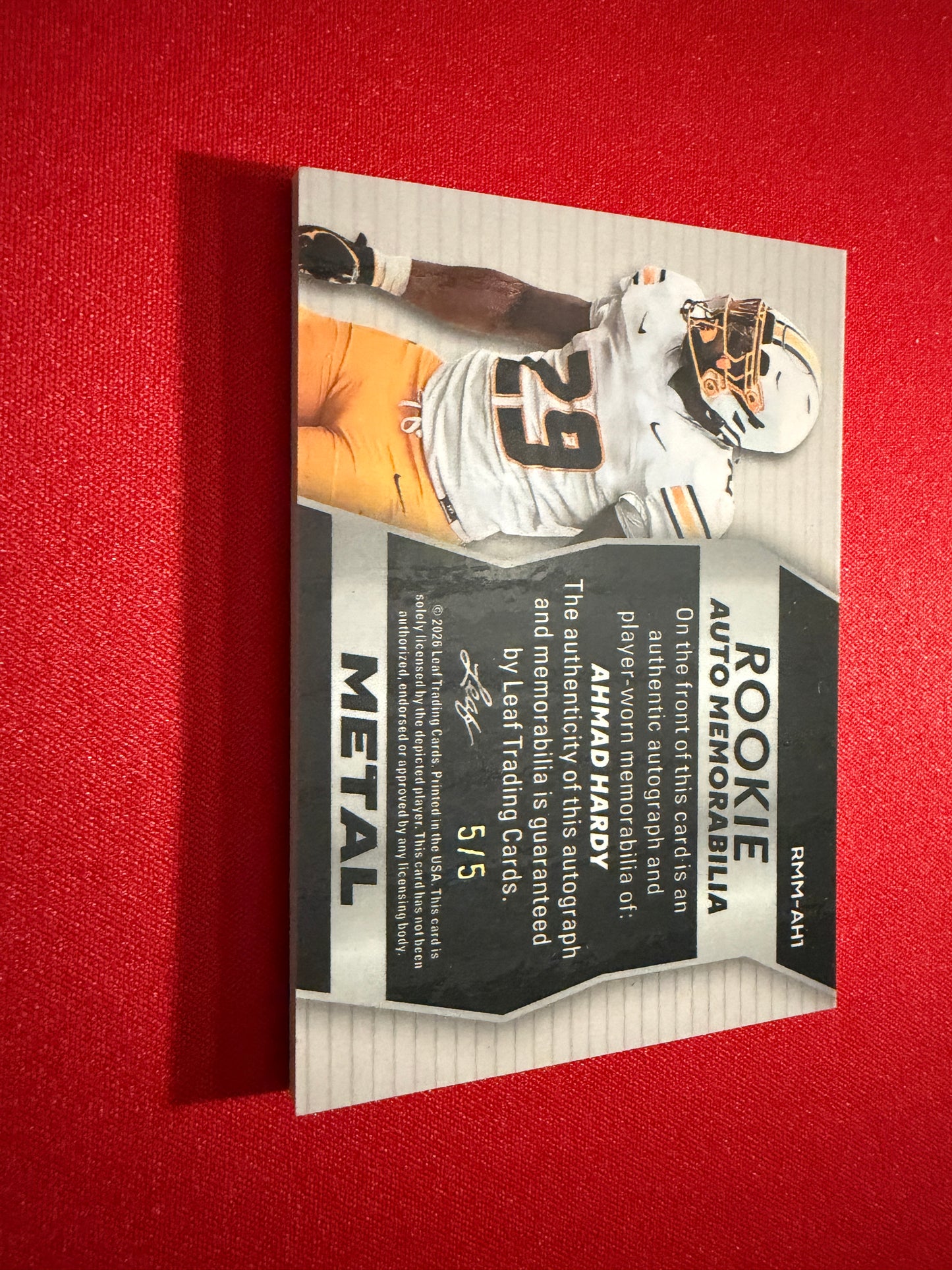 Ahmad Hardy 2026 Leaf Trinity Rookie Auto Memo Metal Multicolor Patch /5