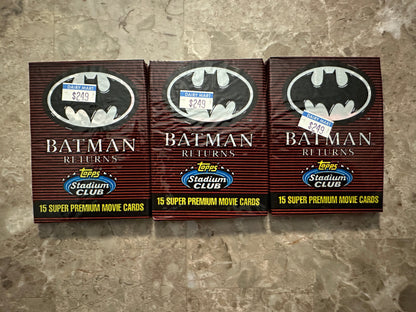 1992 Batman Returns Topps Stadium Club (3 Packs, 15 Cards/Pack) - Sealed